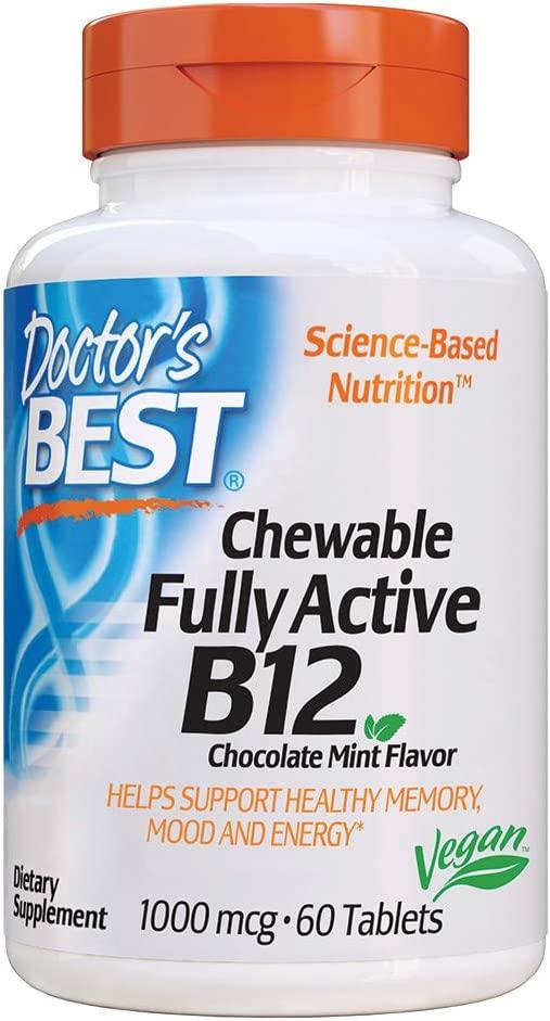 Жувальний вітамін В12 Fully Active B12 Chewable 1000 mcg 60 Tablets (Chocolate Mint)