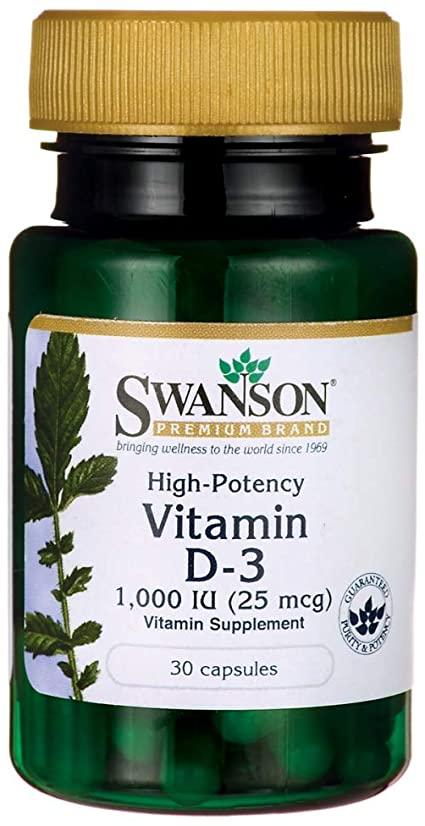 Вітамін D3 Swanson Vitamin D3 High Potency 1000 IU (25 mcg) 30 caps