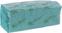 Полотенце зеленое бумажное Каховинка однослойное V-образное, 170 шт/уп