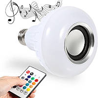 Беспроводная Bluetooth лампа-динамик E27 с пультом / Музыкальная лампа / Лампа с колонкой на ДУ