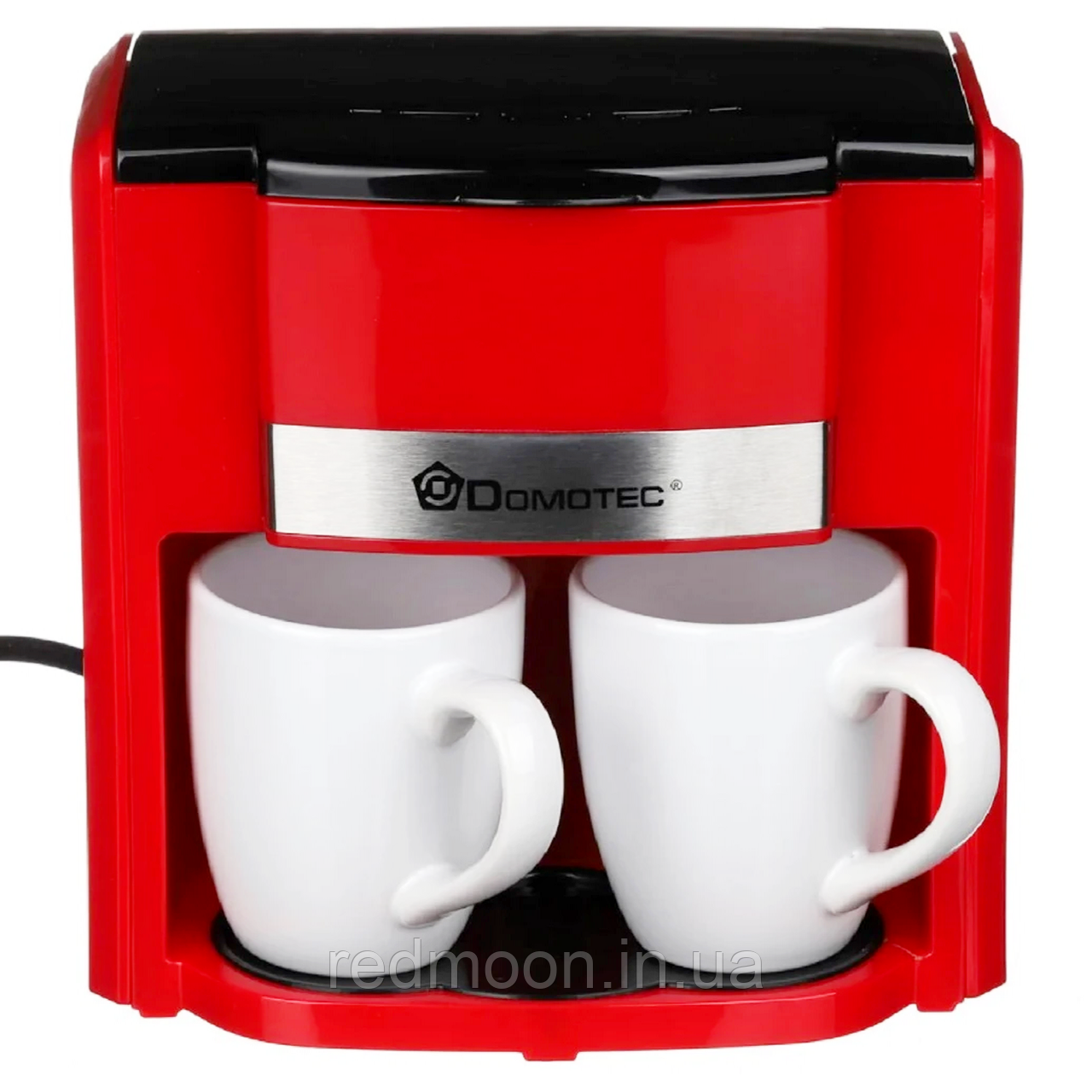 Капелювальна кавоварка Domotec MS-0705, 500Вт + 2 чашки, Червона / Кавоварка електрична на дві чашки