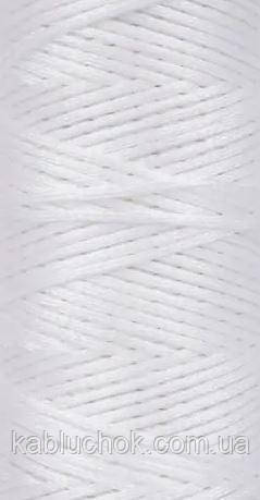 Нитка вощений, т. 1,2 мм кол. біла (S000), плоский шнур 100 метрів, фото 1