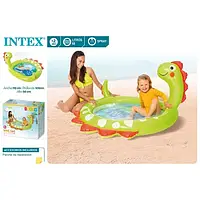 Бассейн детский надувной игровой центр Intex 58437 "Дино" 119х109х66см, 68л, с фонтаном