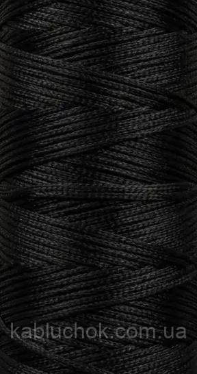 Нитка вощена 1,2 мм кол.чорний (S999), плоский шнур 100 метрів, фото 1