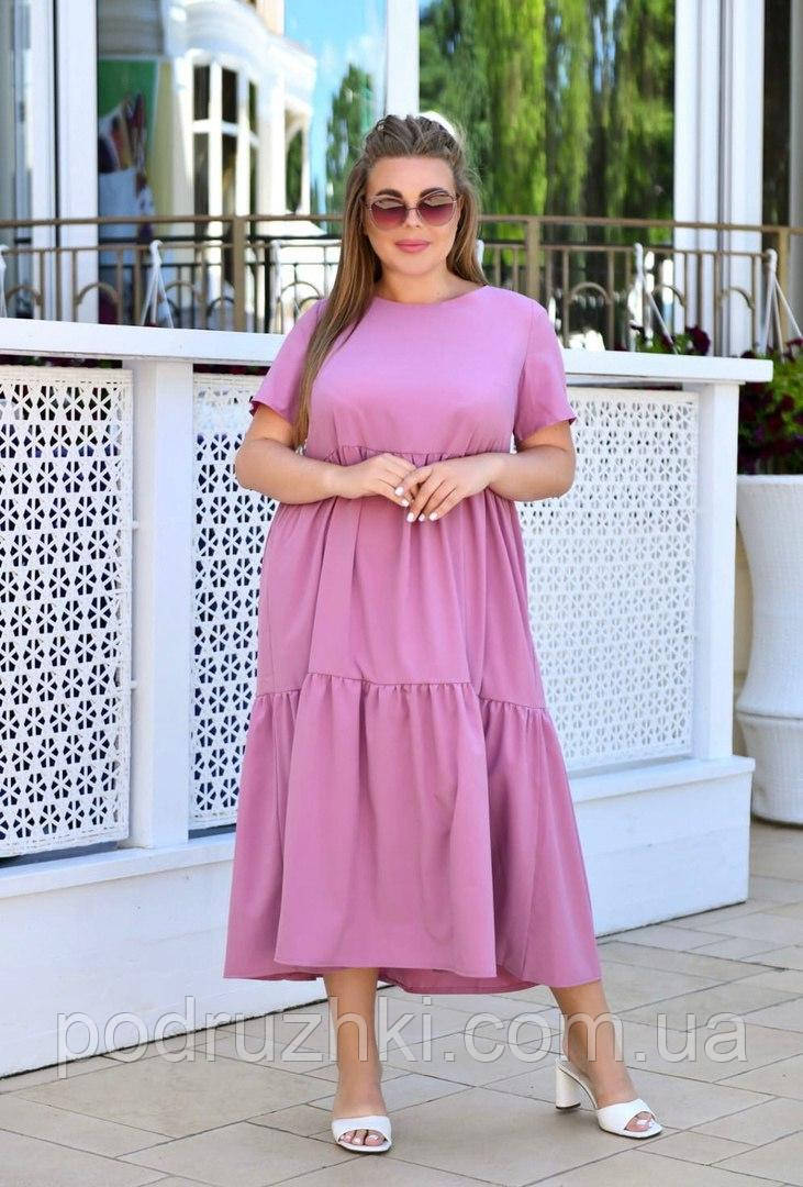 Жіноче літнє плаття вільного крою Тканина софт Розміри 52-54,56-58,60-62,64-66, фото 1