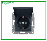 Розетка з кришкою і заземленням Schneider Electric Asfora Антрацит EPH3100171