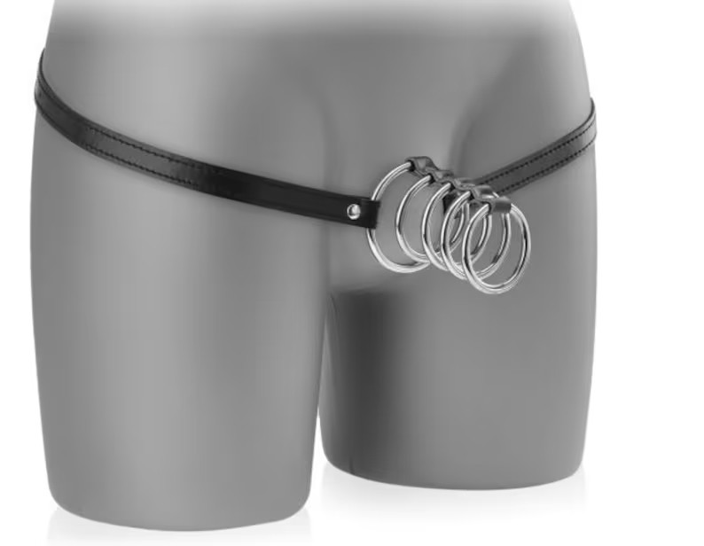 Шкіряний фіксатор для пеніса Чорний ( 130-143 )