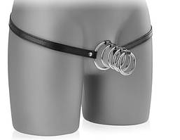 Шкіряний фіксатор для пеніса Чорний ( 130-143 )