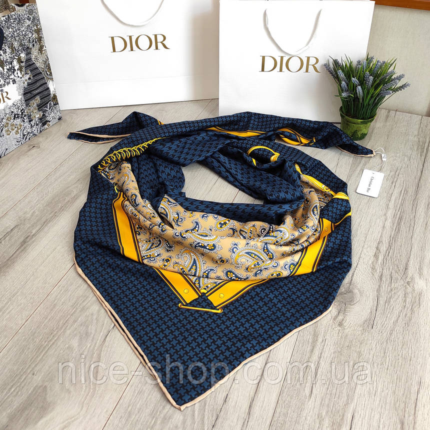 Хустка D.i.o.r. шовкова з ручною підшивкою, фото 1
