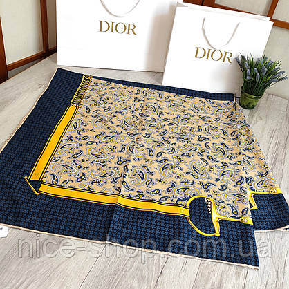 Хустка D.i.o.r. шовкова з ручною підшивкою, фото 6