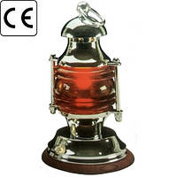 Лампа настольная судовая переносной светильник дерево/хромированная латунь красное стекло Е14 220 В 46 Вт