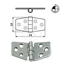 Петля судовая откидная 74×37 мм толщина 2 мм нержавеющая сталь Osculati