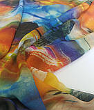 Шифон принт абстракція помаранчево-синя, фото 5