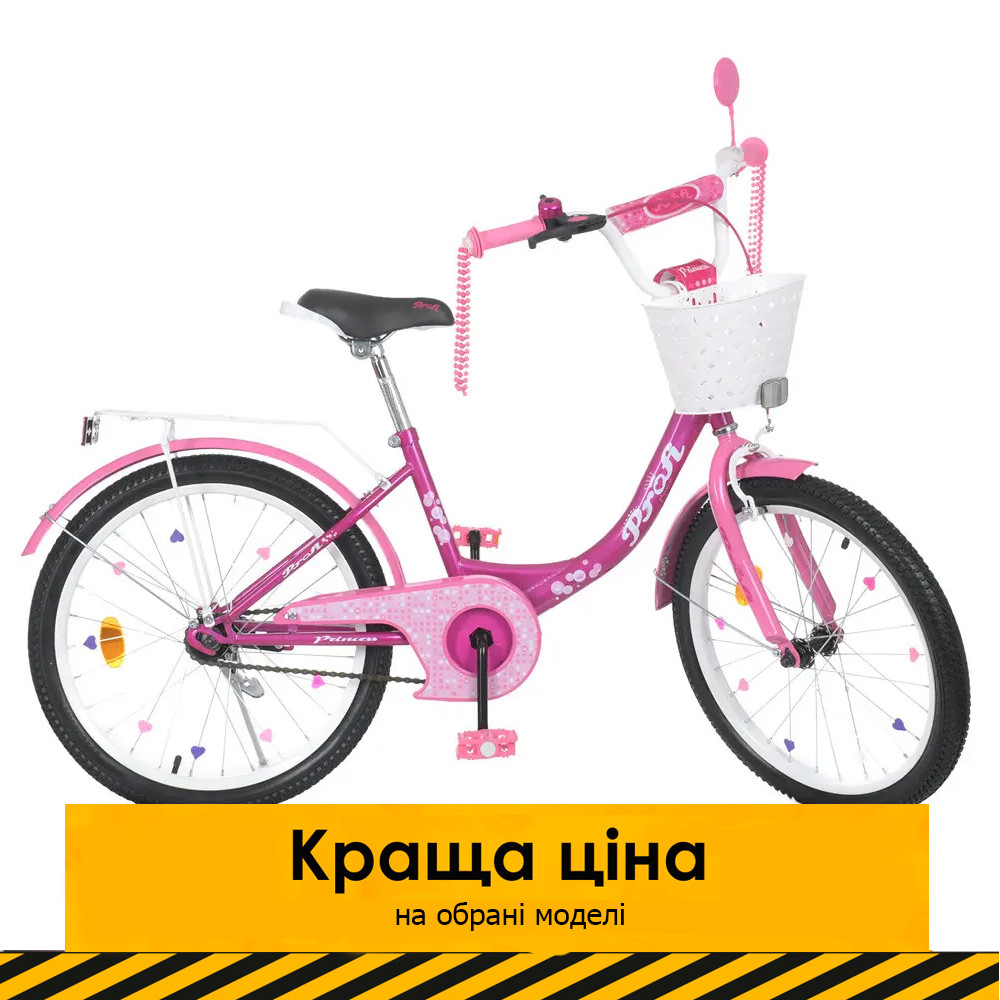 Велосипед двоколісний дитячий 20 дюймів Profi Princess Y2016-1K Фуксія (складання 75%)