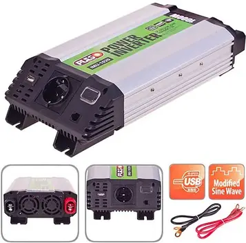 Перетворювач напруги PULSO 12V-220V/1000W/ USB-5VDC2.0A (IMU-1020)