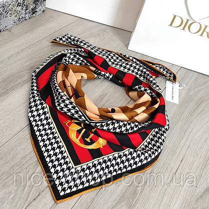 Хустка D.i.o.r шовкова з ручною підшивкою, фото 4