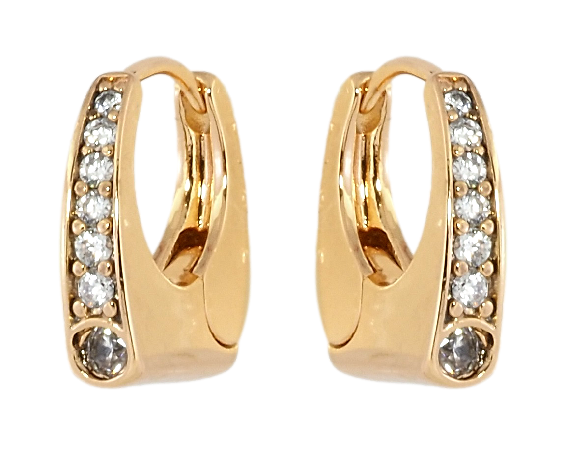Сережки Xuping Позолота 18K колечка "Доріжки цирконію"