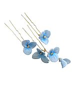 Прикраси в зачіску, набір шпильок з квітами, весільний квіти ніжно голубого кольору Ksenija Vitali
