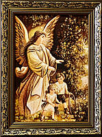 Икона из янтаря "Ангел Хранитель" , ікона з бурштину Ангел Охоронець для діток 20x30 см