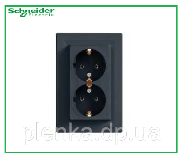 Розетка подвійна із заземленням Schneider Electric Asfora Антрацит EPH9900171