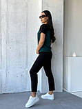 Жіночий літній костюм з брюками чорний трикотажний костюм жіночий прогулянковий красивий костюм великого розміру, фото 9