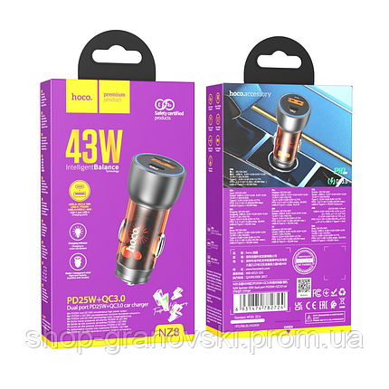 Автомобільний Зарядний Пристрій Hoco NZ8 Sprinter 43W PD25W+QC3.0, фото 2