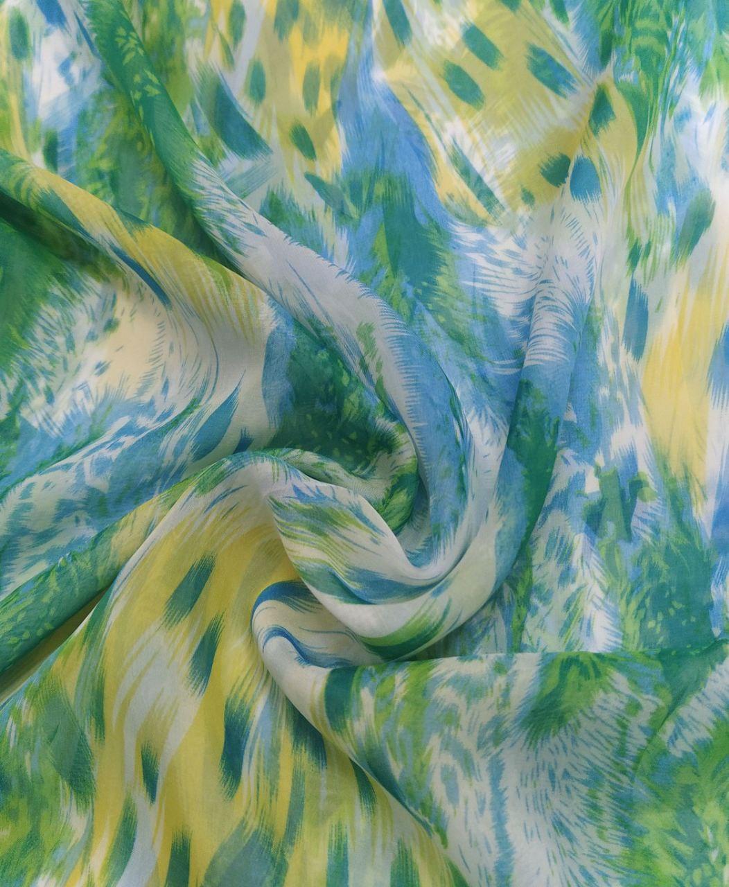 Шифон принт ніжність блакитно-зелена, фото 1