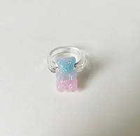 Кольцо для детей с мишкой 45 мм розово-голубой