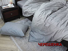 Полуторний набір постільної білизни 150*220 з Страйп Сатину №17-5102 Черешенка™, фото 6