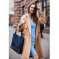 Шкіряна жіноча сумка шоппер Бетсі синя, фото 9