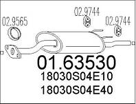 Задняя часть выхлопной системы (Глушитель). MTS MTS 01.63530 для HONDA CIVIC
