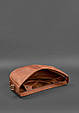 Шкіряна жіноча сумка Круасан свіло-коричнева, фото 5