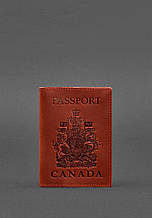 Шкіряна обкладинка для паспорта з канадським гербом корал Crazy Horse