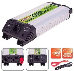 Перетворювач напруги PULSO/24V-220V/1500W/USB-5VDC2.0A IMU-1524