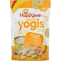 Happy Family Organics, Yogis, органические снеки из сублимированного йогурта с фруктами, банан и манго, 28 г в