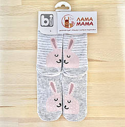 Тонкі шкарпетки для новонароджених дівчаток 2 пари Зайчики на сірому Bibaby 12-18 міс. / 12-14 см