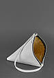 Шкіряна жіноча сумка-косметичка Піраміда біла, фото 4