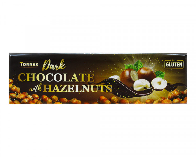 Шоколад чорний TORRAS Zero 52% з фундуком (БЕЗ САХАРА,БЕЗ ГЛЮТЕНА), 300 г