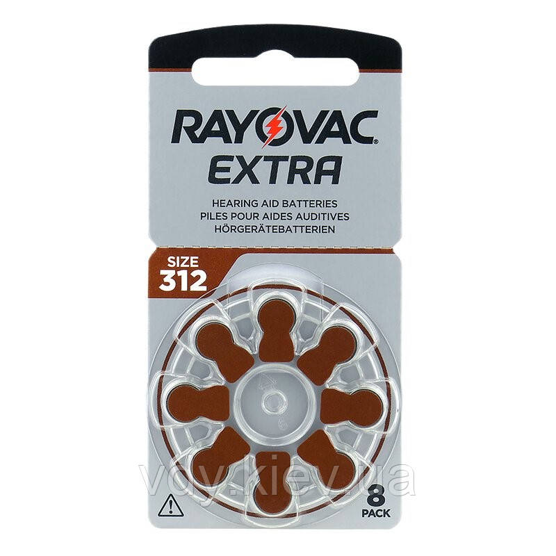 Батарейки для слухових апаратів Rayovac Extra Advanced 312, 8 шт.