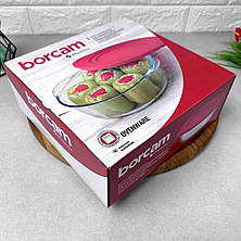 Скляна форма із силіконовою кришкою із жароміцного скла 2.1 л Borcam Red Cover, фото 3
