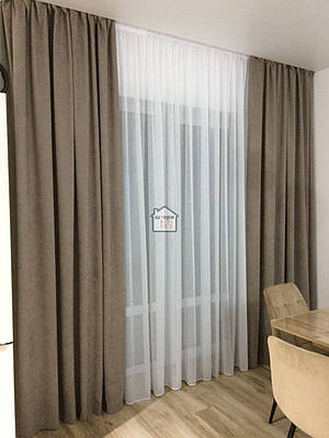 Набір штор тканина №8 колір "Світлий капучино" матові мікровелюр, однотонні 2 штори