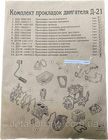 Комплект прокладок двигун .Д-21, фото 2