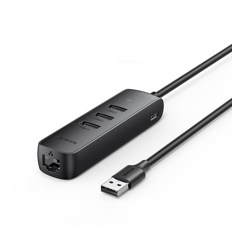 USB 3.0 Hub UGREEN CM530 USB 3.0 Gigabit Ethernet Black (50624), фото 1