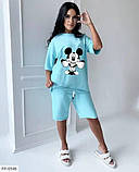 Жіночий літній костюм: футболка вільного крою та шорти Міккі Маус, фото 2