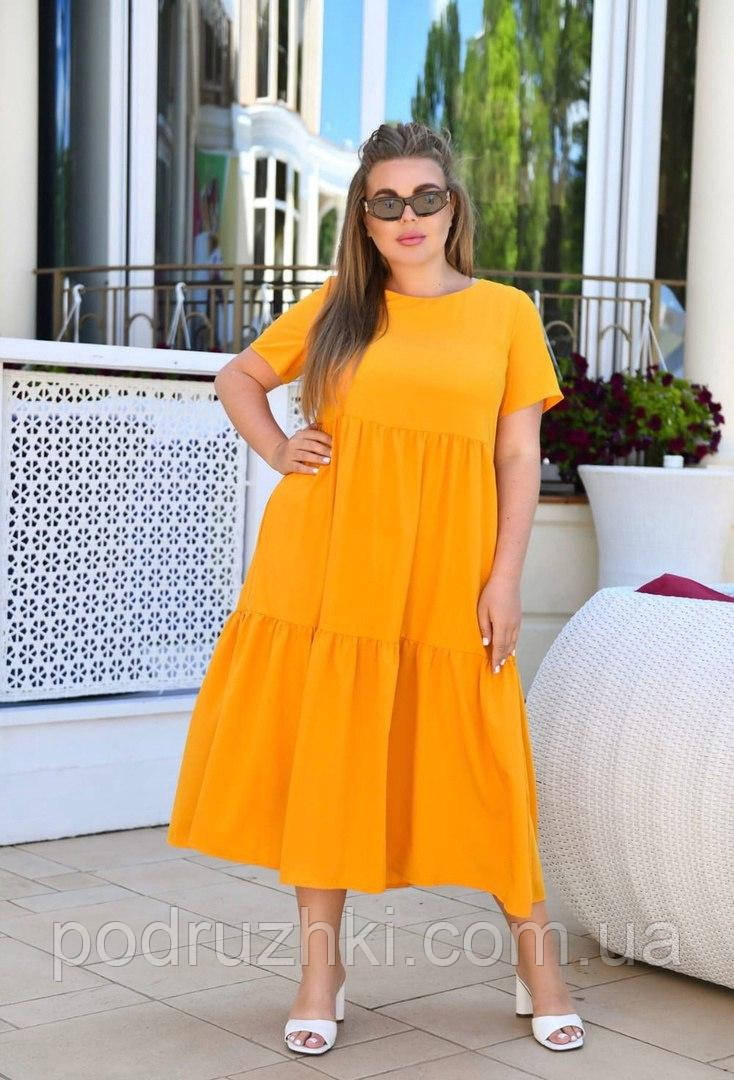 Жіноче літнє плаття вільного крою Тканина софт Розміри 52-54,56-58,60-62,64-66, фото 1