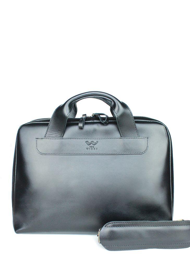 Шкіряна ділова сумка Attache Briefcase чорний