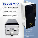 МОЩНАЯ БАТАРЕЯ 80000 mAh Power Bank Быстрая зарядка (White), фото 2