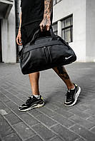 Сумка спортивная Nike черная, дорожная кожаная найк, для путишествий