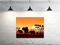 Картина на полотні на стіну для інтер`єру/спальні/прихожої DK Сім'я слонів (DKP4560-la838)