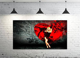 Картина на полотні на стіну для інтер`єру/спальні/прихожої DK Red 50х100 см (DKP50100-l549)